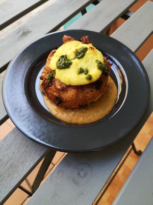 Potato ball with shitake at Pascuala Cuina Vegana in Badalona
