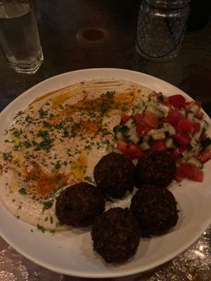 Hummus with falafel  at Coleos Cafe in Playa Venao