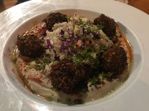 Falafel and hummus. at Coleos Cafe in Playa Venao