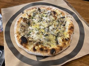 Mushroom pizza  at Little High Eatery in Christchurch