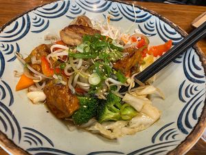 Teriyaki tofu donburi  at Little High Eatery in Christchurch