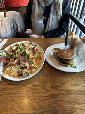 Vegan nachos & vegan burger  at Hard Rock Cafe in Reykjavik