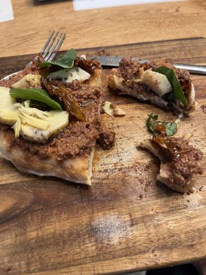 oops, couldn't wait for the photo ! romana thicker crust small size  at Vegazzi Specialty Pizzeria in Budapest