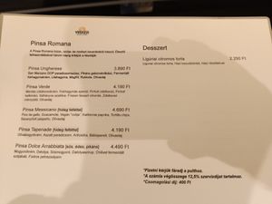 Menu #2 at Vegazzi Specialty Pizzeria in Budapest