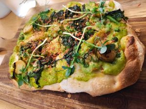 Pinsa Verde at Vegazzi Specialty Pizzeria in Budapest