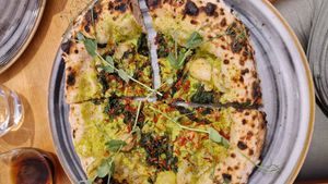 Pizza verde at Vegazzi Specialty Pizzeria in Budapest