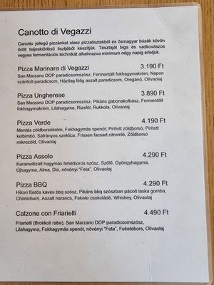 Menu 2 at Vegazzi Specialty Pizzeria in Budapest