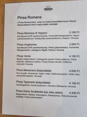 Menu 3m at Vegazzi Specialty Pizzeria in Budapest