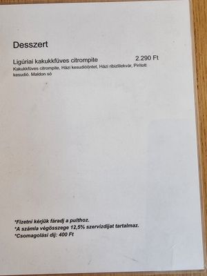 Menu 4 at Vegazzi Specialty Pizzeria in Budapest