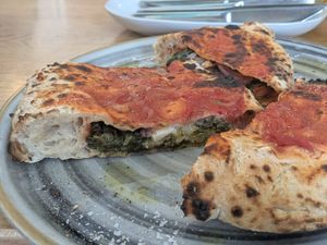 Calzone at Vegazzi Specialty Pizzeria in Budapest