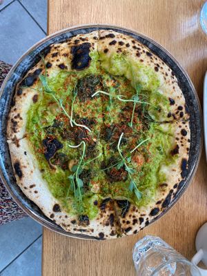 With Peas, spinach at Vegazzi Specialty Pizzeria in Budapest
