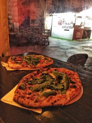 Pizza Verde and Pizza Funghi  at Vegazzi Specialty Pizzeria in Budapest