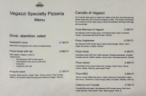 Menu   at Vegazzi Specialty Pizzeria in Budapest