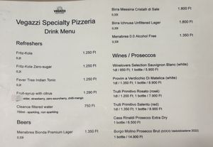 Menu   at Vegazzi Specialty Pizzeria in Budapest
