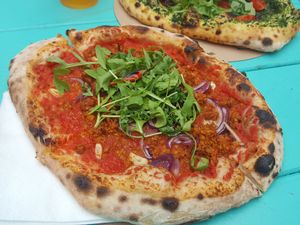 Pizza Ungherese. For the spice lover. at Vegazzi Specialty Pizzeria in Budapest