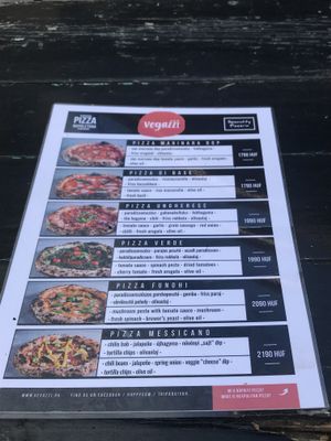 Full menu  at Vegazzi Specialty Pizzeria in Budapest