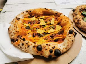 Mexican flavoured pizza at Vegazzi Specialty Pizzeria in Budapest