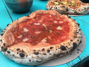 Garlic pizza at Vegazzi Specialty Pizzeria in Budapest