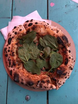 Mushroom pizza at Vegazzi Specialty Pizzeria in Budapest