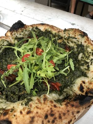 Pesto pizza  at Vegazzi Specialty Pizzeria in Budapest