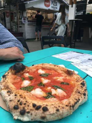 Basil pizza at Vegazzi Specialty Pizzeria in Budapest