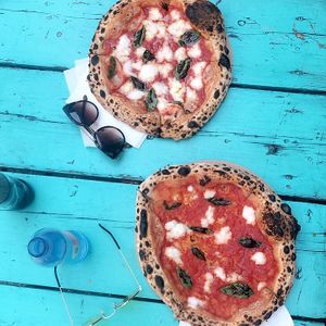 Pizza in the sun! at Vegazzi Specialty Pizzeria in Budapest