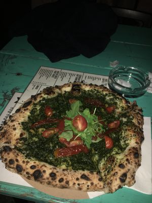 Pesto pizza  at Vegazzi Specialty Pizzeria in Budapest