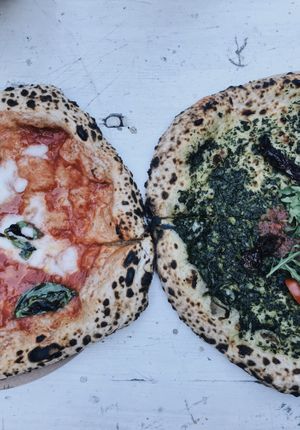 2 beautiful pizza at Vegazzi Specialty Pizzeria in Budapest