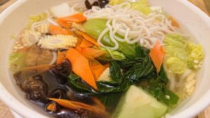 luo han vegetables noodle soup at Nature Cafe - Suntec City in Central Singapore