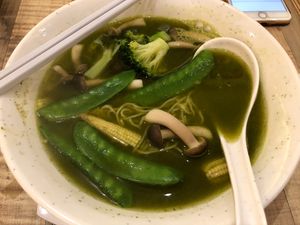 Lei cha soup noodles at Nature Cafe - Suntec City in Central Singapore