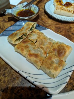 Great scallion pancake at Zhu Li Guan in Taipei