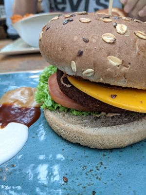 The burger looks sad at Hans im Glück in Central Singapore