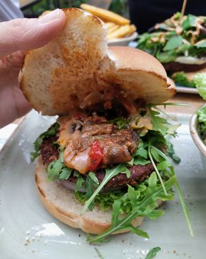 Kutscher vegan burger at Hans im Glück in Central Singapore