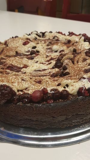 Brownies white chocolade and eed fruit at Green Canteen in Amsterdam