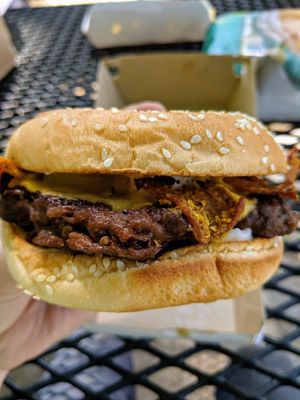 Bacon cheeseburger at Water & Wheat in Coloma