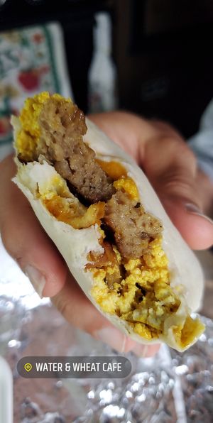Breakfast burrito at Water & Wheat in Coloma