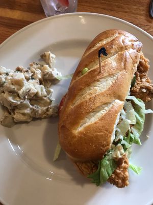 Po Boy sandwich with potato salad  at Water & Wheat in Coloma