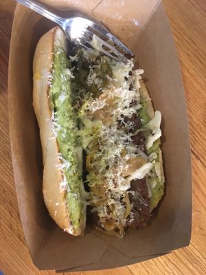 Pesto sausage sandwich at Water & Wheat in Coloma