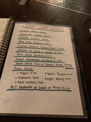 Vegan menu at Slices in Osaka