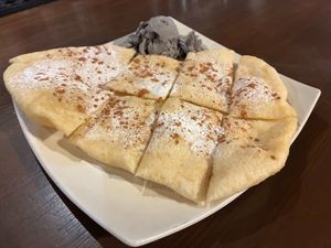 Beaver paw with black sesame ice cream at Slices in Osaka
