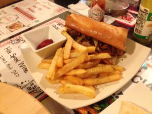 Steak and cheese at Slices in Osaka