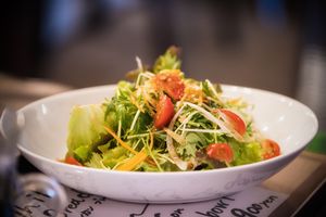 The Salad dressing was so good! Very refreshing. at Slices in Osaka