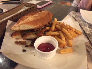 Cheese steak sandwich  at Slices in Osaka