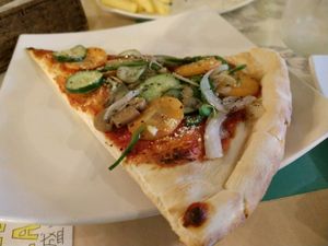 Vegan Pizza, cashew parmesan optional at Slices in Osaka