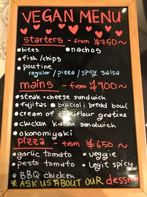The menu at Slices in Osaka