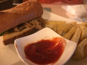 Cheese steak sandwich at Slices in Osaka