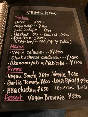 Vegan Menu at Slices in Osaka