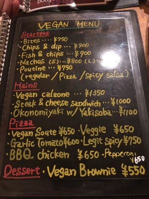 Vegan menu  at Slices in Osaka