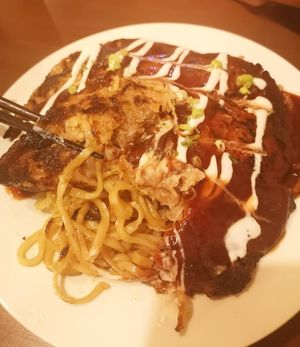 Okonomiyaki at Slices in Osaka