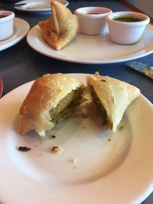Vegan vegetable samosas  at Rasoi in Pawtucket